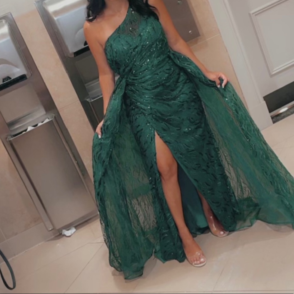 Green sequin ball gown dress